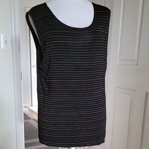 Chico's Black and Pink And More Striped Tank Top